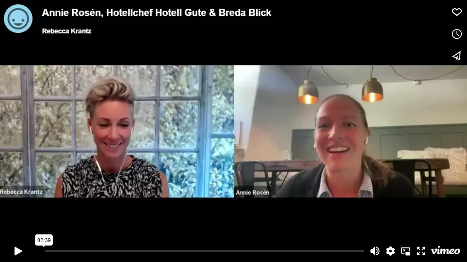 Annie Rosén, Hotellchef Hotell Gute & Breda Blick. Referens utbildning Rebecca Krantz Holistic future